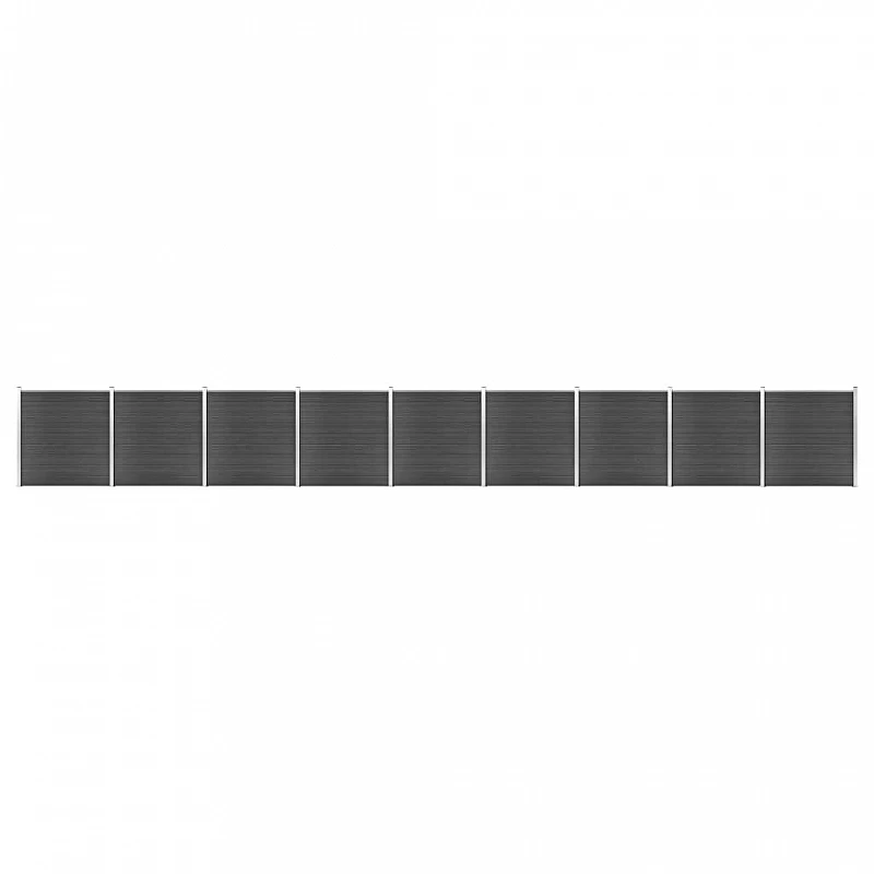 Set Pannelli Di Recinzione In WPC 1564x186 Cm Nero 1 Set Pannelli Di Recinzione In WPC 1564x186 Cm Nero