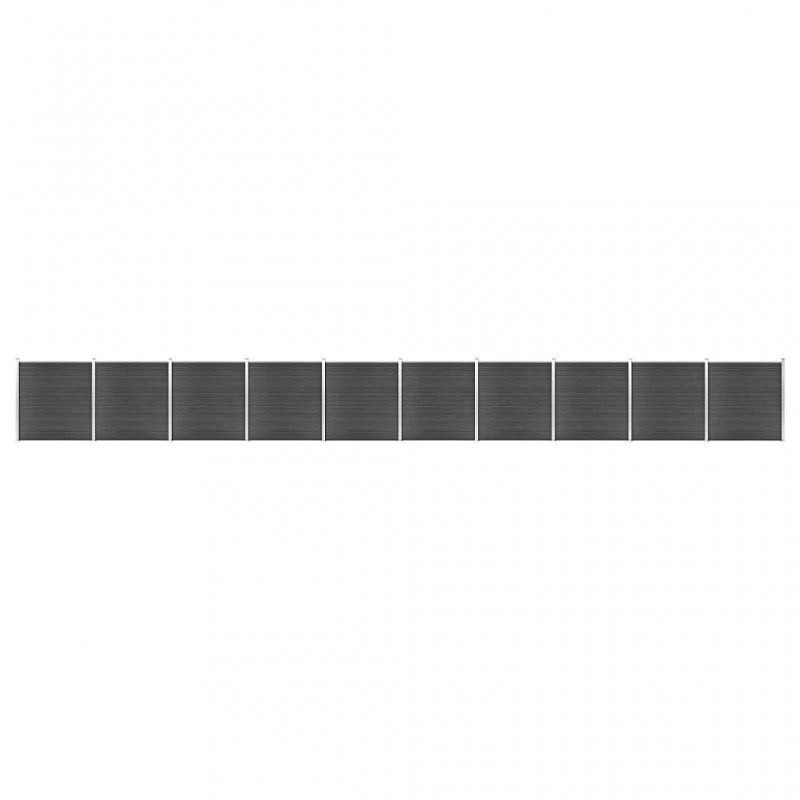Set Pannelli Di Recinzione In WPC 1737x186 Cm Nero 1 Set Pannelli Di Recinzione In WPC 1737x186 Cm Nero