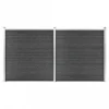 Set Pannelli Di Recinzione In WPC 353x186 Cm Nero -Garden Home set pannelli di recinzione in wpc 353x186 cm nero