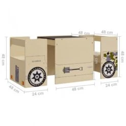 Set Tavolo E Sedia Per Bambini 3 Pz Auto Fuoristrada In MDF -Garden Home set tavolo e sedia per bambini 3 pz auto fuoristrada in mdf 7