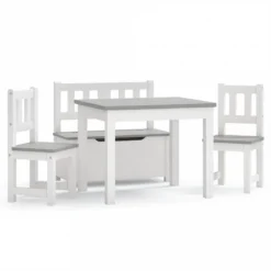 Set Tavolo E Sedie Per Bambini 4 Pezzi Bianco E Grigio In MDF -Garden Home set tavolo e sedie per bambini 4 pezzi bianco e grigio in mdf 1
