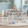 Set Tavolo E Sedie Per Bambini 4 Pezzi Bianco E Grigio In MDF -Garden Home set tavolo e sedie per bambini 4 pezzi bianco e grigio in mdf