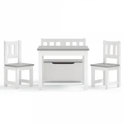 Set Tavolo E Sedie Per Bambini 4 Pezzi Bianco E Grigio In MDF -Garden Home set tavolo e sedie per bambini 4 pezzi bianco e grigio in mdf 2