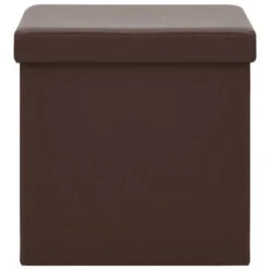 Sgabelli Con Contenitore Pieghevoli 2 Pz Marroni In PVC -Garden Home sgabelli con contenitore pieghevoli 2 pz marroni in pvc 3