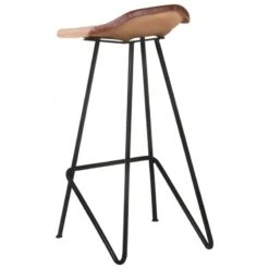 Sgabelli Da Bar 2 Pz Marroni In Vera Pelle -Garden Home sgabelli da bar 2 pz marroni in vera pelle 3