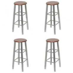 Sgabelli Da Bar 4 Pz Argento E Marrone In MDF