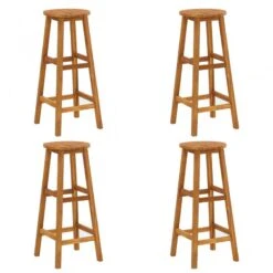 Sgabelli Da Bar 4 Pz In Legno Massello Di Acacia
