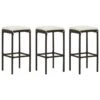 Sgabelli Da Bar Con Cuscini 3 Pz Marroni In Polyrattan -Garden Home sgabelli da bar con cuscini 3 pz marroni in polyrattan