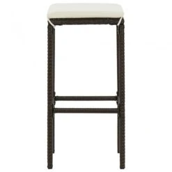 Sgabelli Da Bar Con Cuscini 3 Pz Marroni In Polyrattan -Garden Home sgabelli da bar con cuscini 3 pz marroni in polyrattan 4