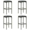 Sgabelli Da Bar Con Cuscini 4 Pz Grigi In Polyrattan