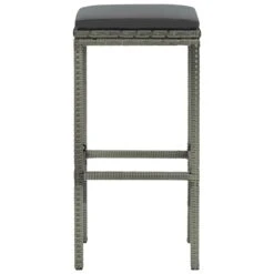 Sgabelli Da Bar Con Cuscini 4 Pz Grigi In Polyrattan -Garden Home sgabelli da bar con cuscini 4 pz grigi in polyrattan 3
