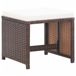 Sgabelli Da Giardino 4 Pz Con Cuscini In Polyrattan Marrone 7 Sgabelli Da Giardino 4 Pz Con Cuscini In Polyrattan Marrone -Garden Home sgabelli da giardino 4 pz con cuscini in polyrattan marrone 1