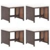 Sgabelli Da Giardino 4 Pz Con Cuscini In Polyrattan Marrone -Garden Home sgabelli da giardino 4 pz con cuscini in polyrattan marrone