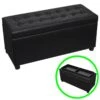 Sgabello Con Contenitore In Pelle Artificiale Nero -Garden Home sgabello con contenitore in pelle artificiale nero