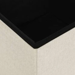 Sgabello Con Contenitore Pieghevole Bianco Crema In Simil Lino -Garden Home sgabello con contenitore pieghevole bianco crema in simil lino 5