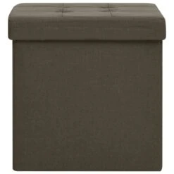 Sgabello Con Contenitore Pieghevole Marrone Scuro In Simil Lino -Garden Home sgabello con contenitore pieghevole marrone scuro in simil lino 2