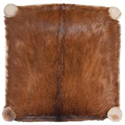 Sgabello Da Bar In Vera Pelle Di Capra E Legno Massello Di Teak -Garden Home sgabello da bar in vera pelle di capra e legno massello di teak 5