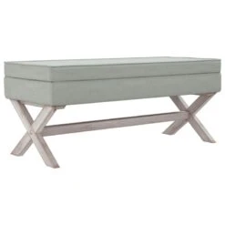 Sgabello Portaoggetti Grigio Chiaro 110x45x49 Cm In Velluto -Garden Home sgabello portaoggetti grigio chiaro 110x45x49 cm in velluto 1