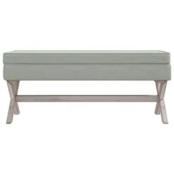 Sgabello Portaoggetti Grigio Chiaro 110x45x49 Cm In Velluto -Garden Home sgabello portaoggetti grigio chiaro 110x45x49 cm in velluto 2