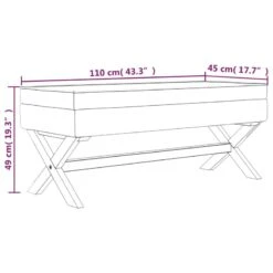 Sgabello Portaoggetti Grigio Chiaro 110x45x49 Cm In Velluto -Garden Home sgabello portaoggetti grigio chiaro 110x45x49 cm in velluto 6