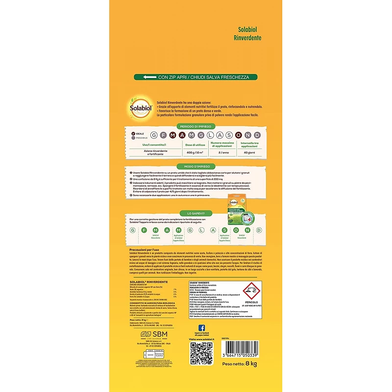 Solabiol Rinverdente ANTIMUSCHIO Per Tappeti Erbosi X 8 Kg 2 Solabiol Rinverdente ANTIMUSCHIO Per Tappeti Erbosi X 8 Kg - immagine 2