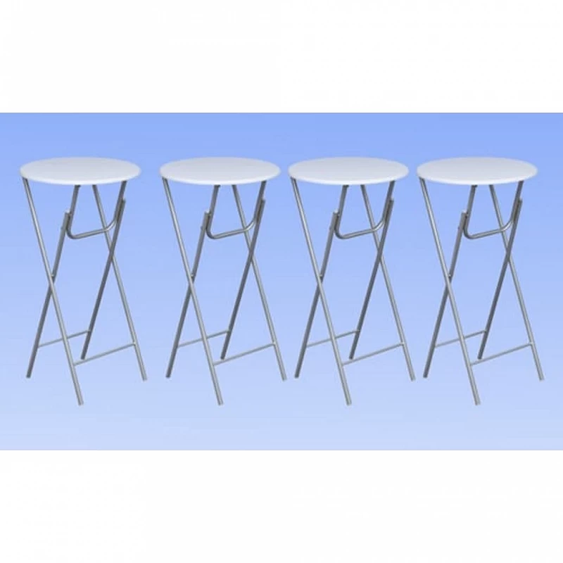 Tavoli Da Bar Set 4 Pz Con Ripiano In MDF Bianco 2 Tavoli Da Bar Set 4 Pz Con Ripiano In MDF Bianco - immagine 2