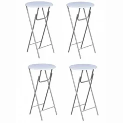 Tavoli Da Bar Set 4 Pz Con Ripiano In MDF Bianco