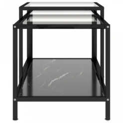 Tavolini 2 Pz Neri In Vetro Temperato -Garden Home tavolini 2 pz neri in vetro temperato 3