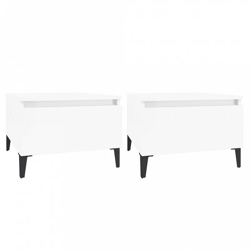 Tavolini 2pz Bianco Lucido 50x46x35 Cm In Legno Multistrato 2 Tavolini 2pz Bianco Lucido 50x46x35 Cm In Legno Multistrato - immagine 2