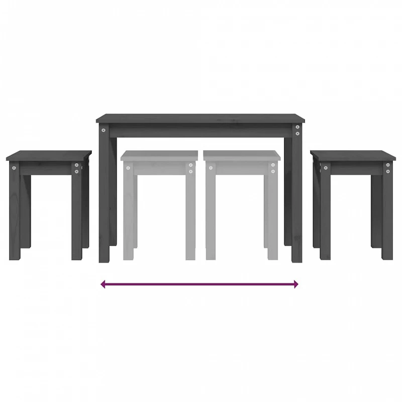 Tavolini A Incastro 3 Pz Grigio In Legno Massello Di Pino 8 Tavolini A Incastro 3 Pz Grigio In Legno Massello Di Pino - immagine 8