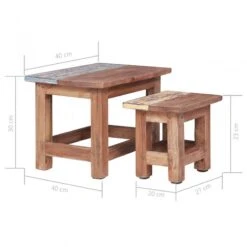 Tavolini Impilabili 2 Pz In Legno Massello Di Recupero -Garden Home tavolini impilabili 2 pz in legno massello di recupero 5