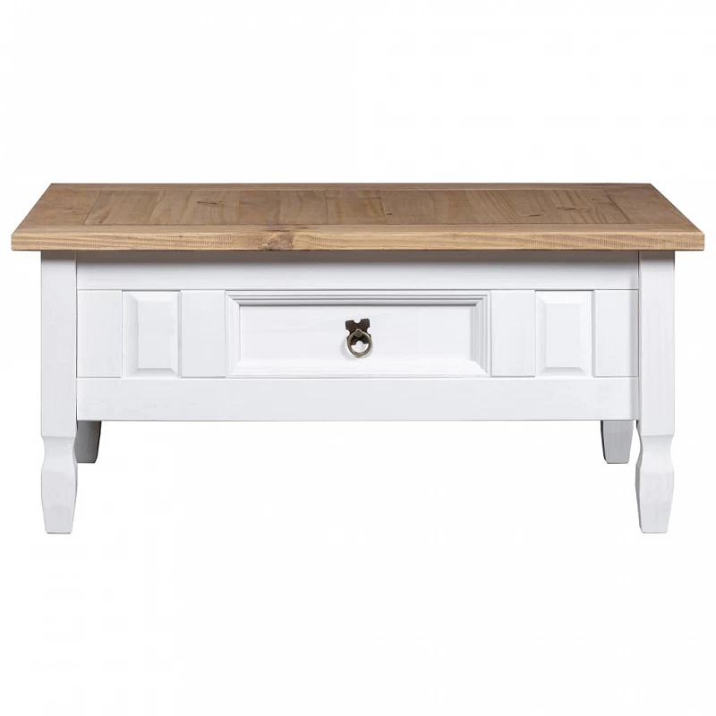 Tavolino Caffé Pino Messicano Corona Range Bianco 100x60x45cm 2 Tavolino Caffé Pino Messicano Corona Range Bianco 100x60x45cm - immagine 2