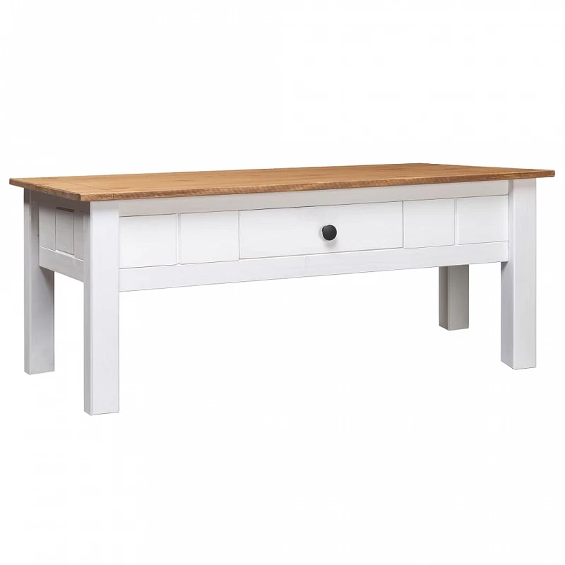 Tavolino Da Caffè Bianco 100x60x45cm Pino Massello Panama Range 1 Tavolino Da Caffè Bianco 100x60x45cm Pino Massello Panama Range