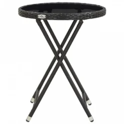 Tavolino Da Caffè Nero 60 Cm In Polyrattan E Vetro Temperato -Garden Home tavolino da caffe nero 60 cm in polyrattan e vetro temperato 2