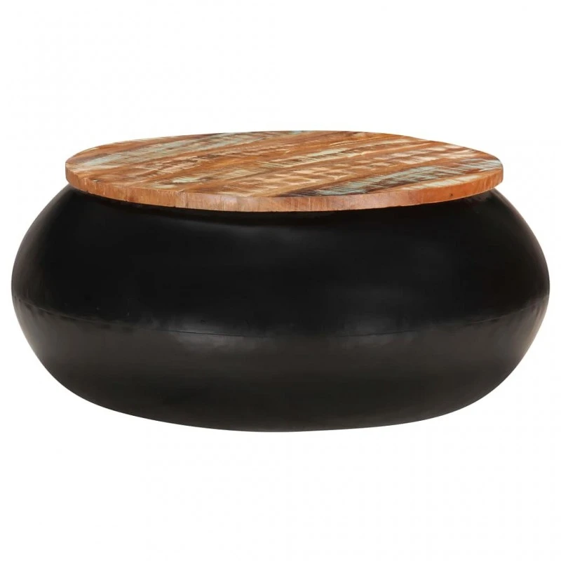 Tavolino Da Caffè Nero 68x68x30 Cm Legno Massello Di Recupero 8 Tavolino Da Caffè Nero 68x68x30 Cm Legno Massello Di Recupero - immagine 8