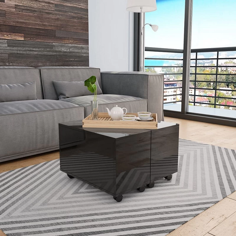 Tavolino Da Caffè Nero Lucido 60x60x35 Cm In Truciolato 1 Tavolino Da Caffè Nero Lucido 60x60x35 Cm In Truciolato