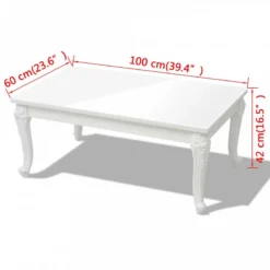 Tavolino Da Salotto 100x60x42 Cm Bianco Lucido -Garden Home tavolino da salotto 100x60x42 cm bianco lucido 4