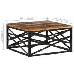 Tavolino Da Salotto 68x68x35 Cm In Legno Massello Di Recupero -Garden Home tavolino da salotto 68x68x35 cm in legno massello di recupero 6