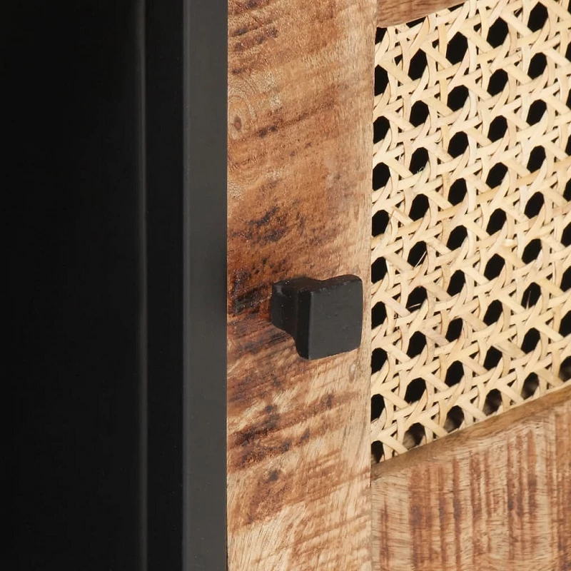 Tavolino Da Salotto 90x50x35 Cm Legno Di Mango Grezzo E Canna 5 Tavolino Da Salotto 90x50x35 Cm Legno Di Mango Grezzo E Canna - immagine 5