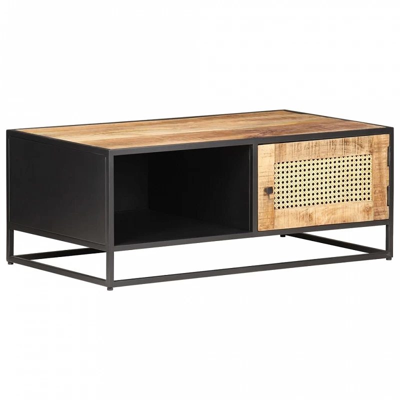 Tavolino Da Salotto 90x50x35 Cm Legno Di Mango Grezzo E Canna 9 Tavolino Da Salotto 90x50x35 Cm Legno Di Mango Grezzo E Canna - immagine 9