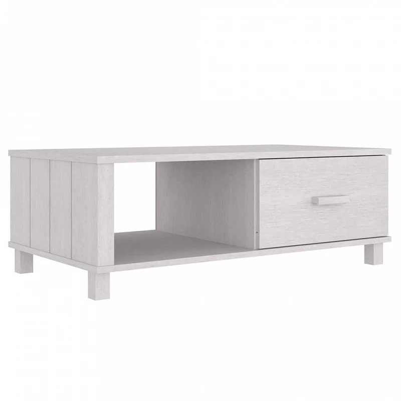 Tavolino Da Salotto Bianco 100x55x35 Cm Legno Massello Di Pino 2 Tavolino Da Salotto Bianco 100x55x35 Cm Legno Massello Di Pino - immagine 2