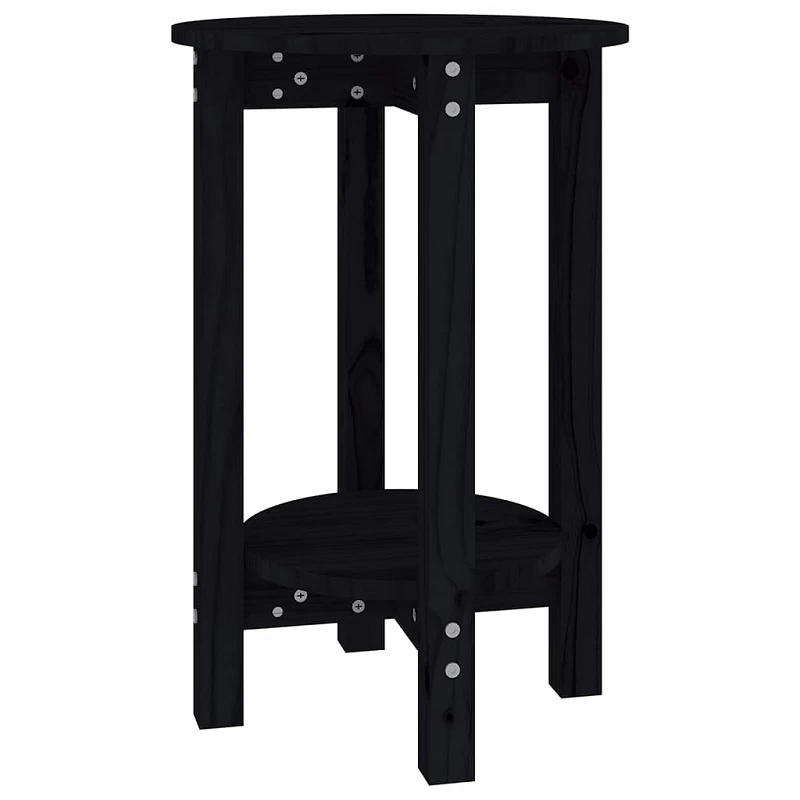 Tavolino Da Salotto Nero Ø 40x60 Cm In Legno Massello Di Pino 2 Tavolino Da Salotto Nero Ø 40x60 Cm In Legno Massello Di Pino - immagine 2