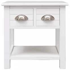 Tavolino Laterale Bianco 40x40x40 Cm In Legno Di Paulownia -Garden Home tavolino laterale bianco 40x40x40 cm in legno di paulownia 1