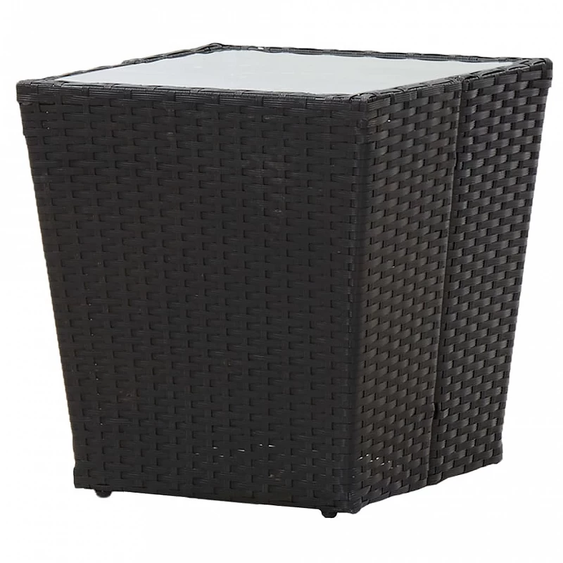Tavolino Nero 41,5x41,5x43 Cm In Polyrattan E Vetro Temperato 3 Tavolino Nero 41,5x41,5x43 Cm In Polyrattan E Vetro Temperato - immagine 3