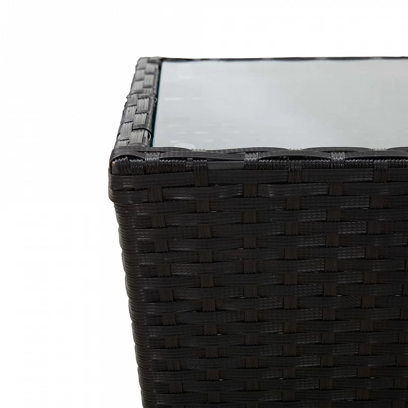 Tavolino Nero 41,5x41,5x43 Cm In Polyrattan E Vetro Temperato 4 Tavolino Nero 41,5x41,5x43 Cm In Polyrattan E Vetro Temperato - immagine 4