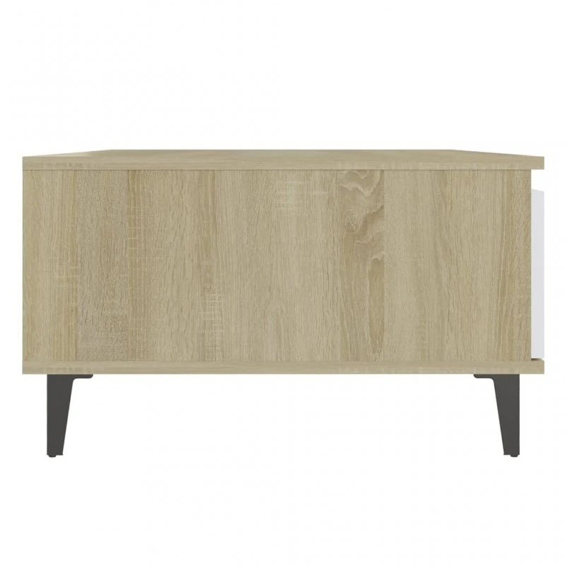 Tavolino Salotto Bianco E Rovere Sonoma 90x60x35 Cm Truciolato 7 Tavolino Salotto Bianco E Rovere Sonoma 90x60x35 Cm Truciolato - immagine 7