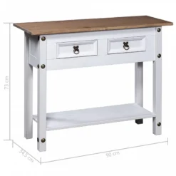 Tavolo Console In Pino Messicano Corona Bianco 90x34,5x73 Cm 14 Tavolo Console In Pino Messicano Corona Bianco 90x34,5x73 Cm -Garden Home tavolo console in pino messicano corona bianco 90x345x73 cm 6