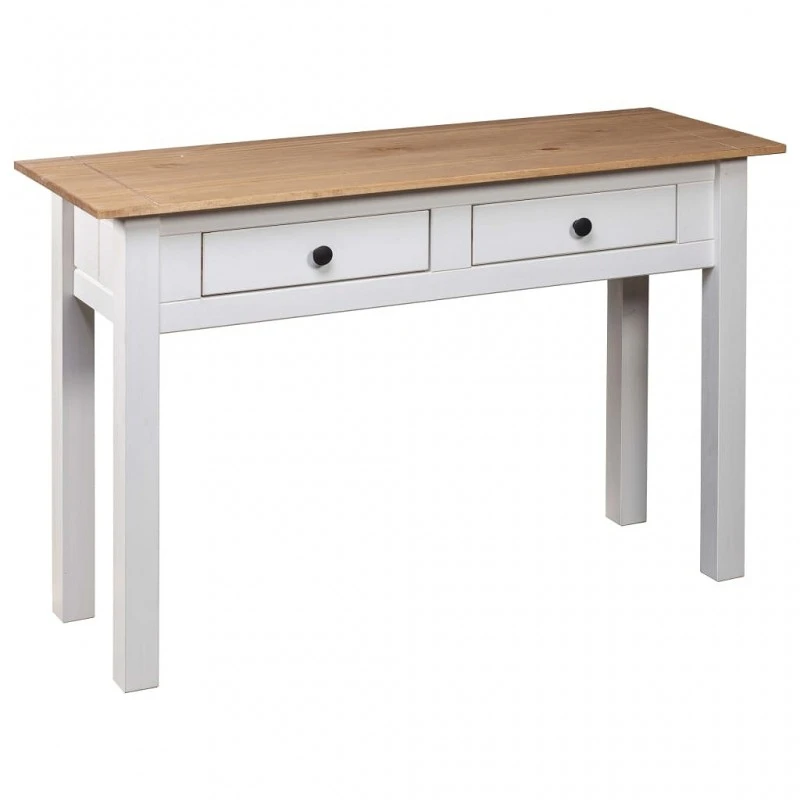 Tavolo Consolle Bianco 110x40x72 Cm Legno Massello Pino Panama 4 Tavolo Consolle Bianco 110x40x72 Cm Legno Massello Pino Panama - immagine 4