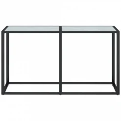 Tavolo Consolle Bianco Marmo 140x35x75,5 Cm In Vetro Temperato -Garden Home tavolo consolle bianco marmo 140x35x755 cm in vetro temperato 2