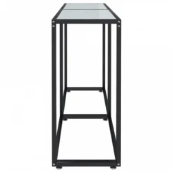 Tavolo Consolle Bianco Marmo 140x35x75,5 Cm In Vetro Temperato -Garden Home tavolo consolle bianco marmo 140x35x755 cm in vetro temperato 3